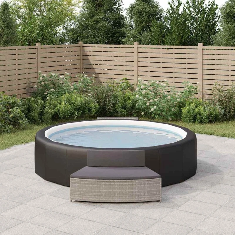 vidaXL spabænke 2 stk. polyrattan med hynder, grå