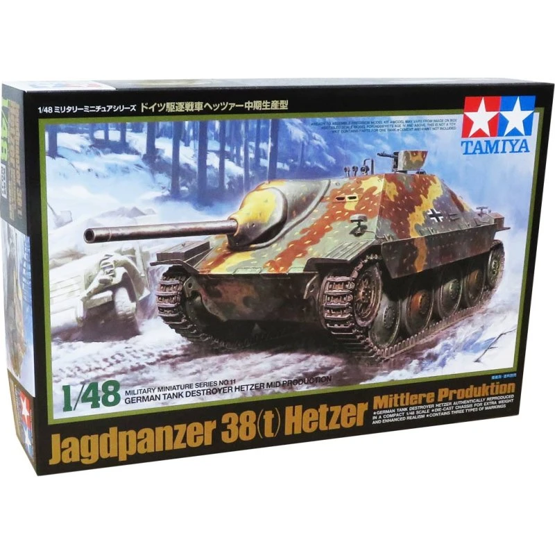 Tamiya Jagdpanzer Hetzer 1:48 (Mid Production) - Byggesæt