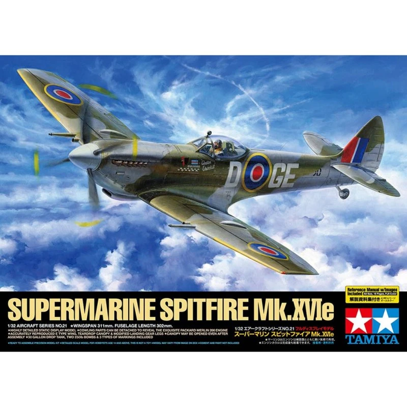 Tamiya 1:32 Supermarine Spitfire Mk.XVIe modelfly