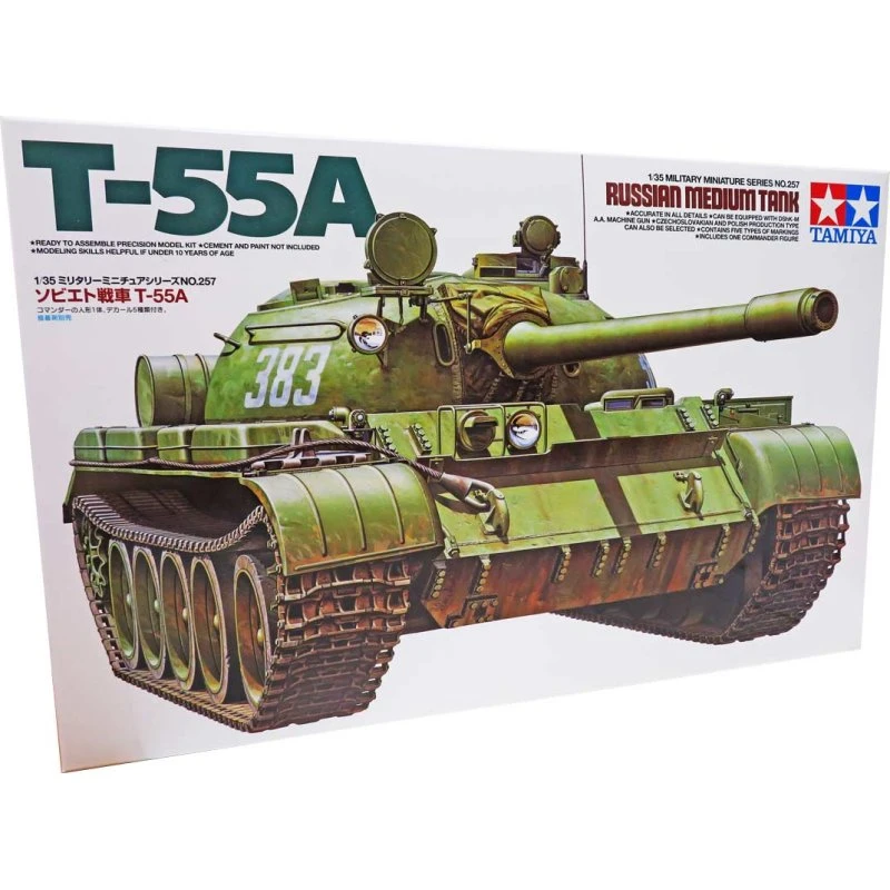 Tamiya 1:35 Russisk T-55A kampvogn (byggesæt)