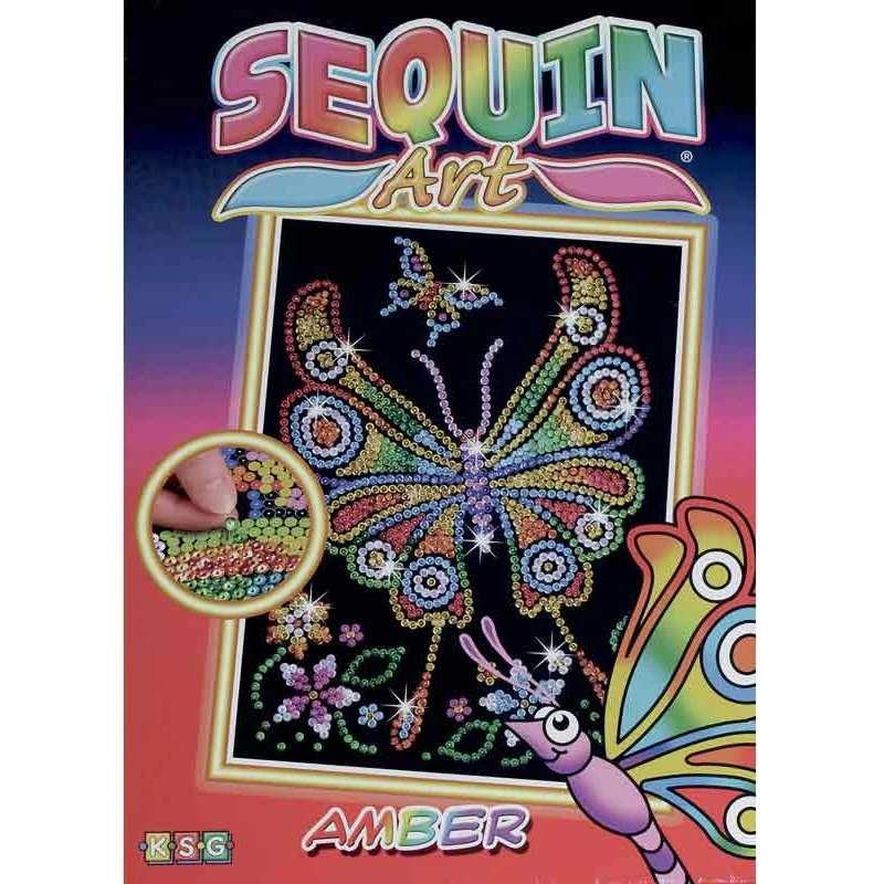 Sequin Art pailletbillede - Sommerfugl 25x34 cm