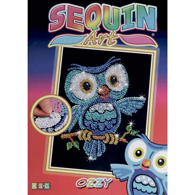 Sequin Art - Pailletbillede Uglen Ozzy 25x34 cm