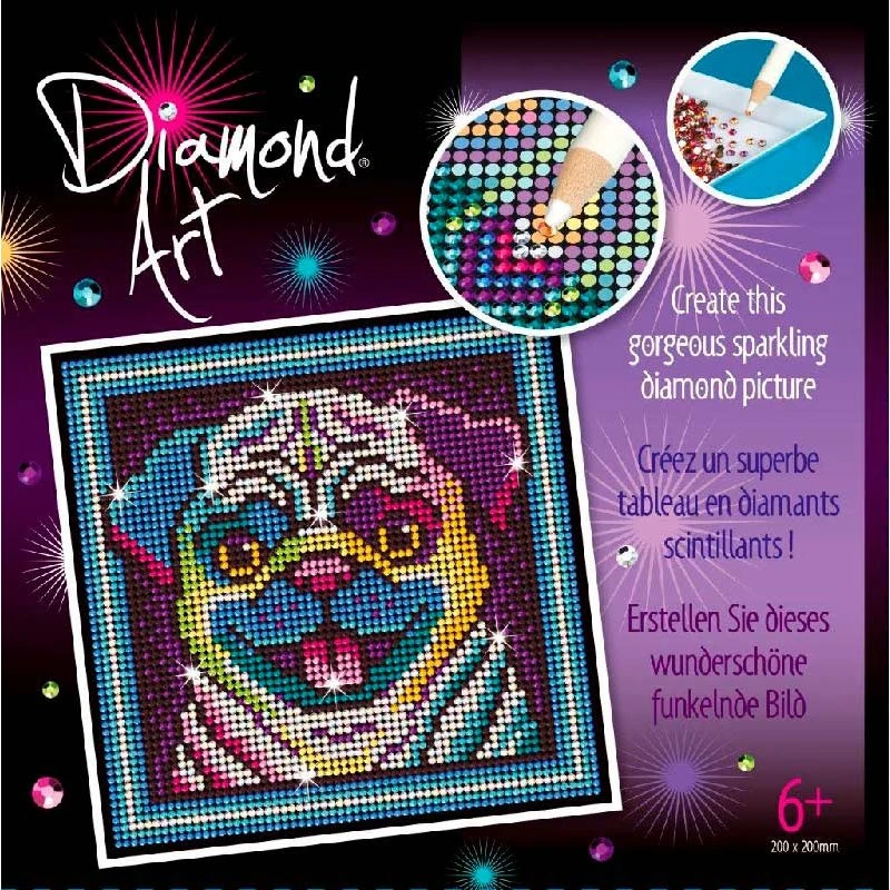 Diamond Art - Pug hund 20 x 20 cm