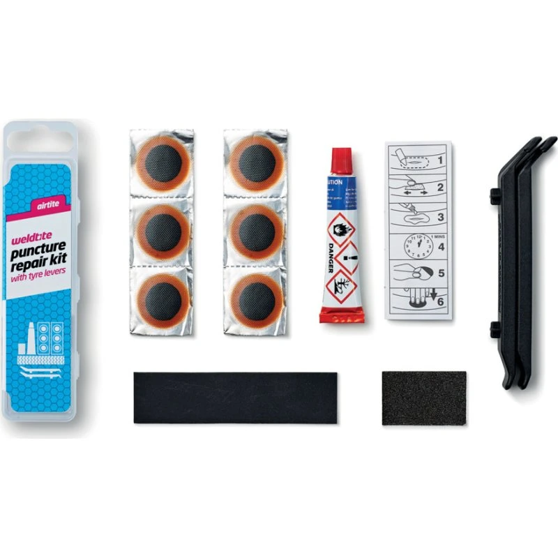 Weldtite Airtete reparationskit med 2 dækjern og 6 lapper