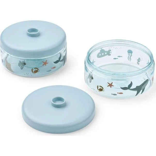 Liewood Dominique Tritan madbokse 2-pak 500 ml Sea Creature/Sandy