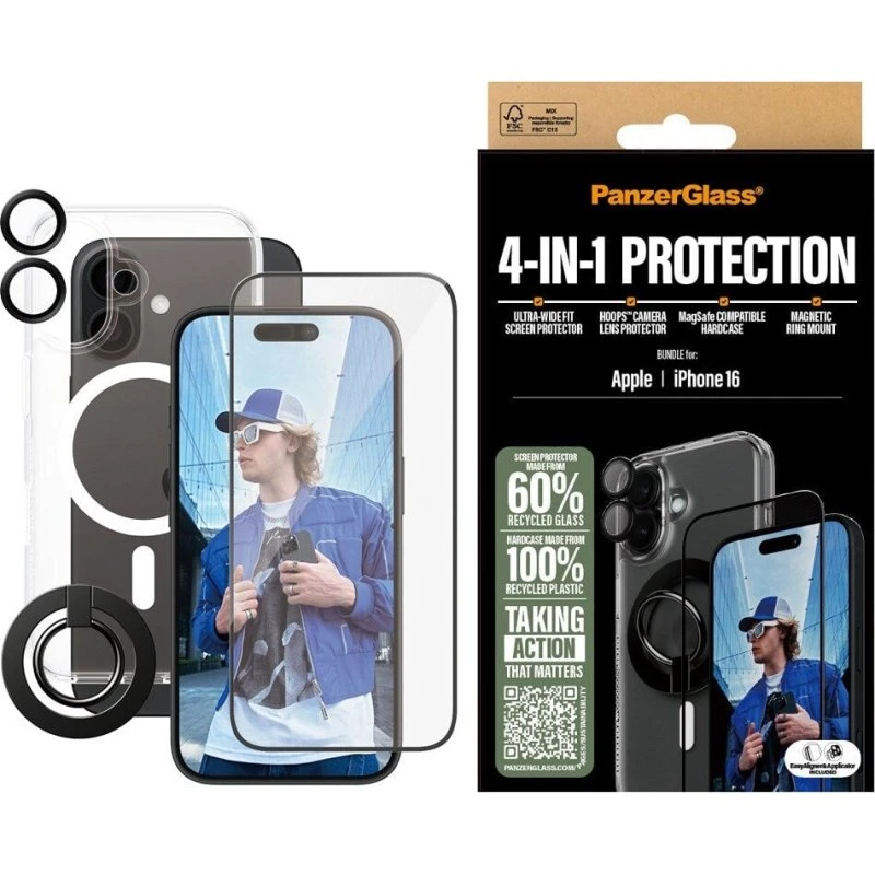 PanzerGlass iPhone 16 6.1'' 4-i-1 beskyttelsespakke