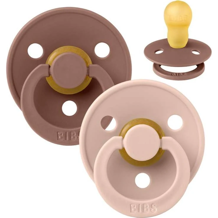 BIBS Colour Rund Sut 2-pak Str. 3 - Naturgummi, Woodchuck/Blush