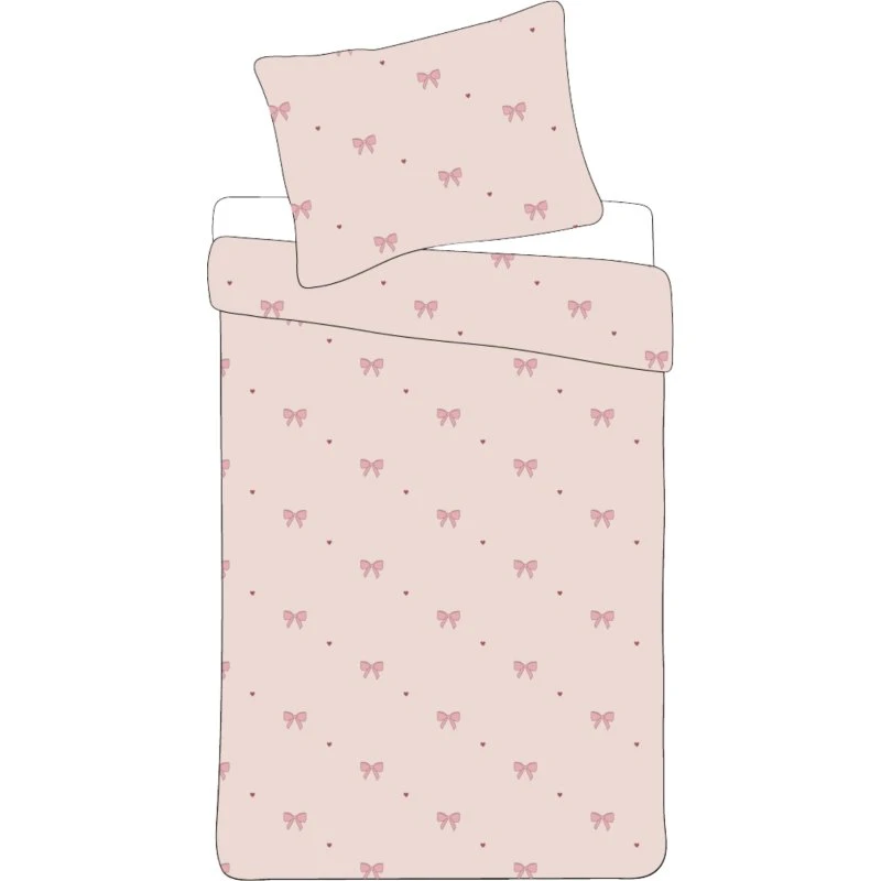Microfiber sengetøj 140x200 cm - lyserød sløjfe