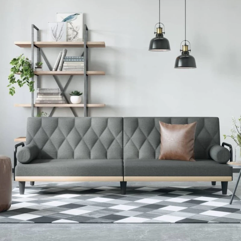 vidaXL sovesofa med armlæn i stof, mørkegrå