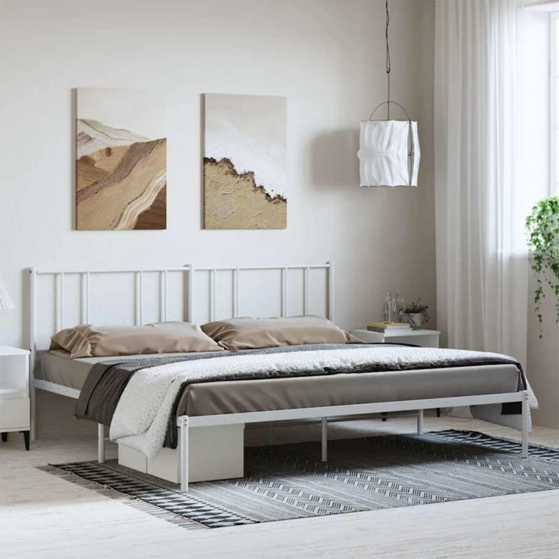 vidaXL sengeramme med sengegavl 183x213 cm metal hvid