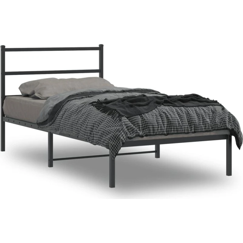 vidaXL sengeramme med sengegavl 107x203 cm sort metal