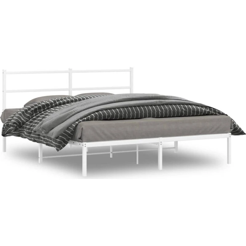 vidaXL sengeramme med sengegavl 150x200 cm, metal hvid