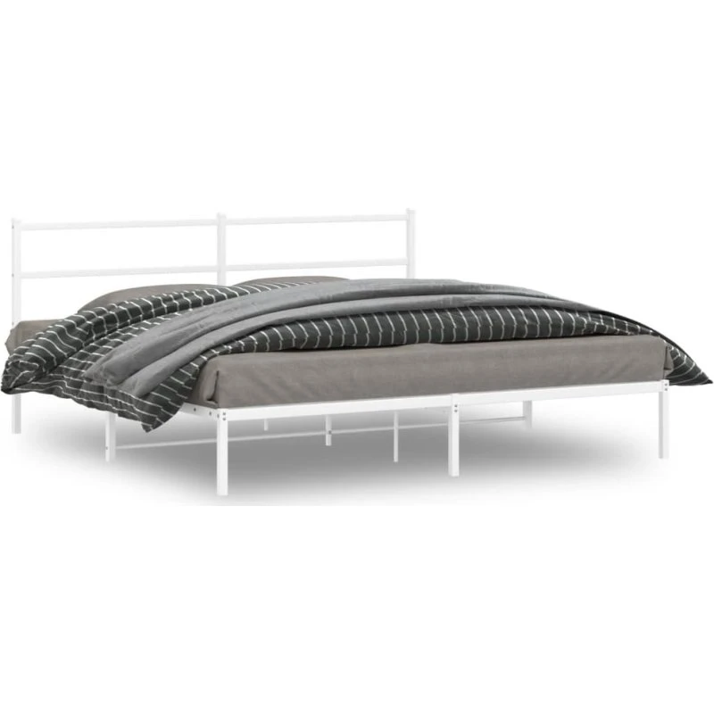 vidaXL sengeramme med sengegavl 180x200 cm metal hvid