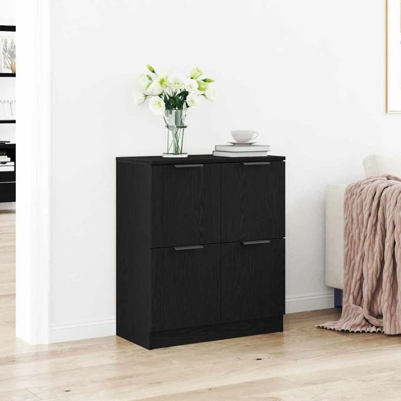 vidaXL Sideboard Sort eg 60 x 30 x 70 cm Konstrueret træ