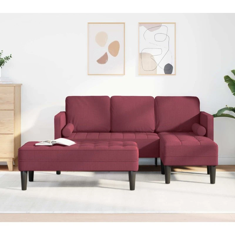 vidaXL 2-personers sofa sæt vinrød polyester 173x131x67 cm