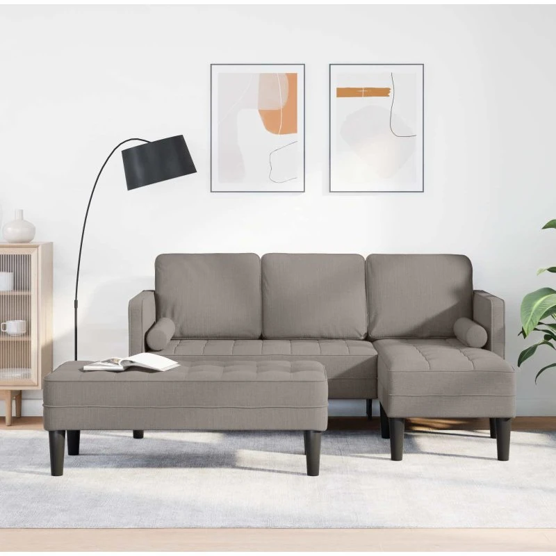 vidaXL Sofa sæt 2 dele L-form Gråbrun 173x131x67 cm