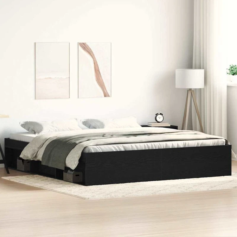vidaXL sengestel 150x200 cm i sort eg (uden madras)