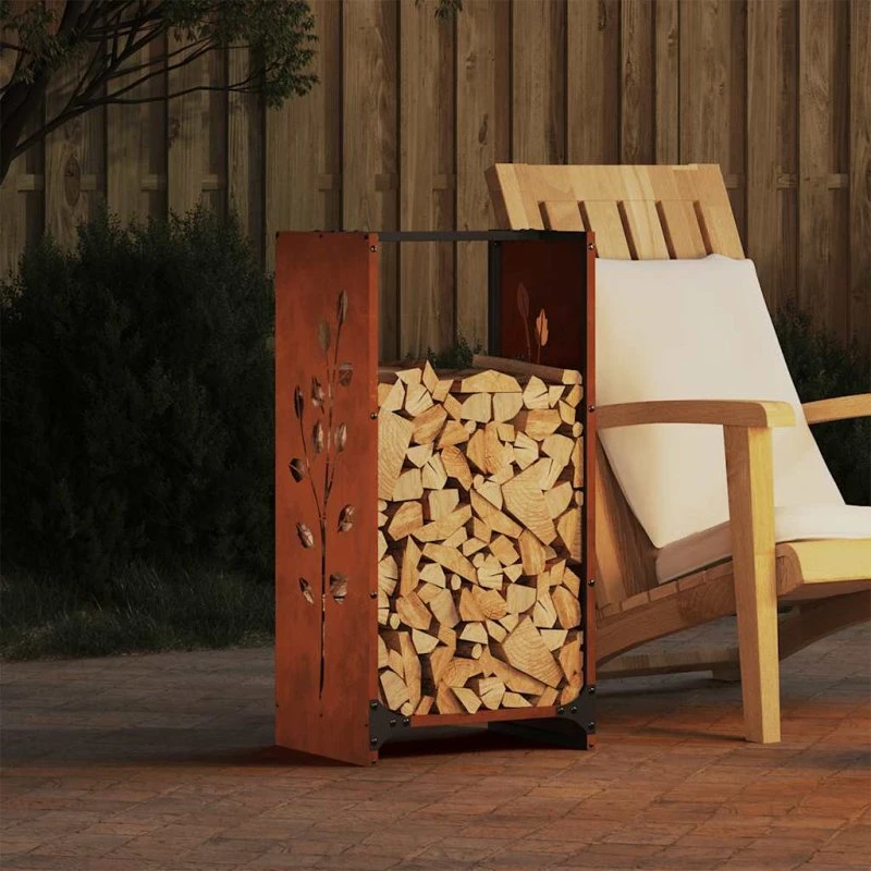 vidaXL brændestativ 40x30x80 cm i forvitringsstål