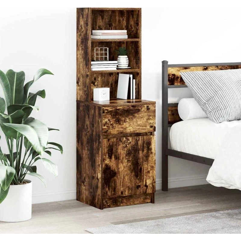 vidaXL sengebord 39x35x125 cm konstrueret træ, røget eg
