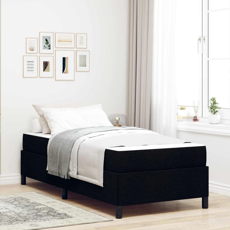 vidaXL Box spring seng med madras sort 90 x 190 cm stof