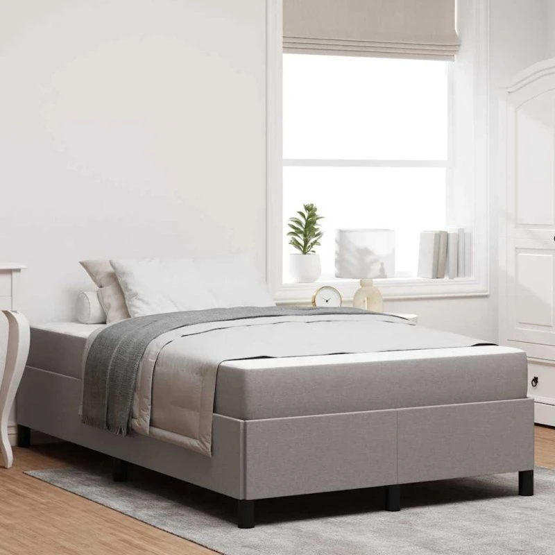 vidaXL Box spring seng Gråbrun/Sort 120x190 cm Stof