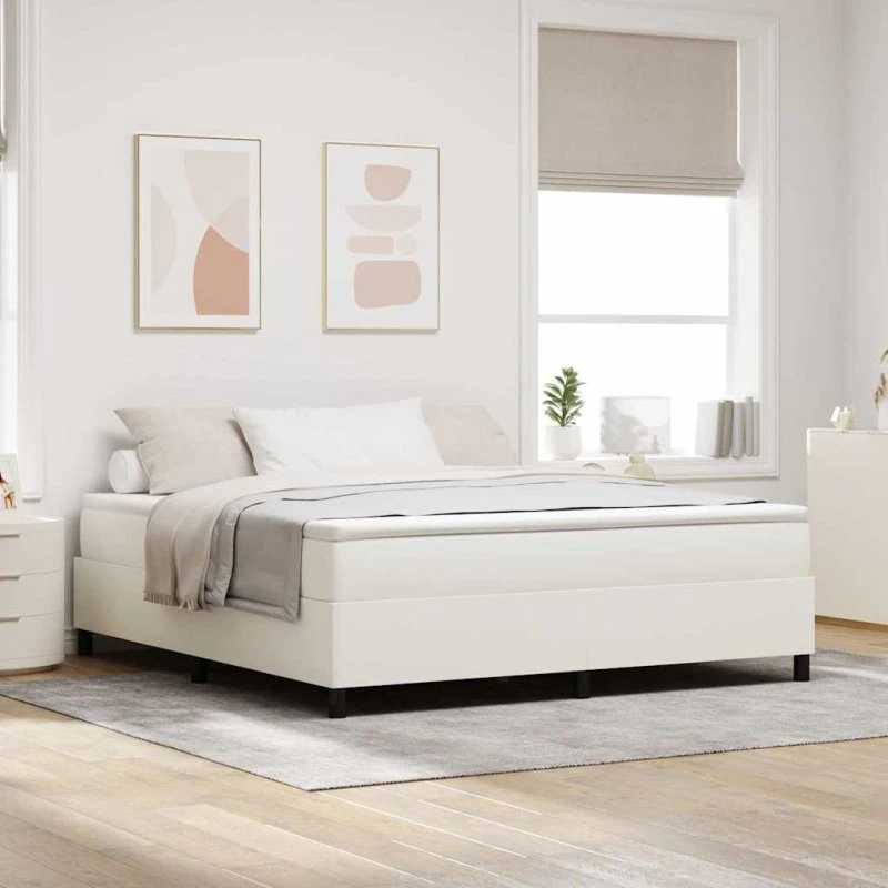 vidaXL Platform sengestel creme stof 180 x 200 cm