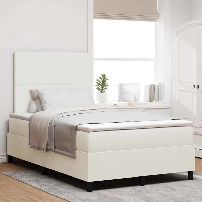 vidaXL Box spring seng 120x200 cm creme/hvid velour