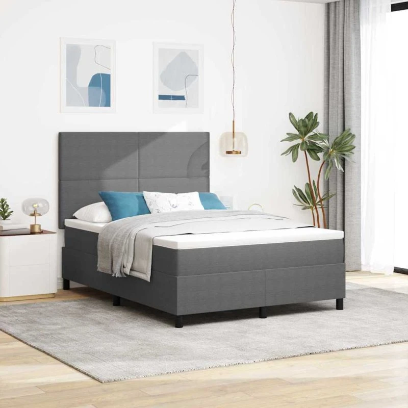 vidaXL Box spring seng 140 x 190 cm Lys grå/hvid Velour