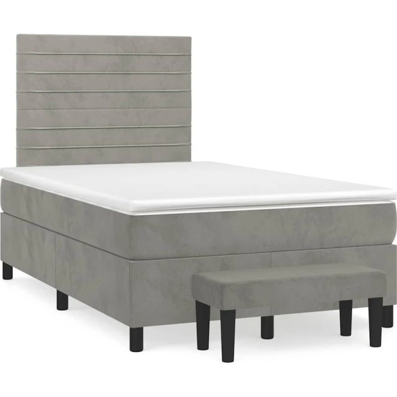 vidaXL kontinentalseng 120x190 cm velour lysegrå