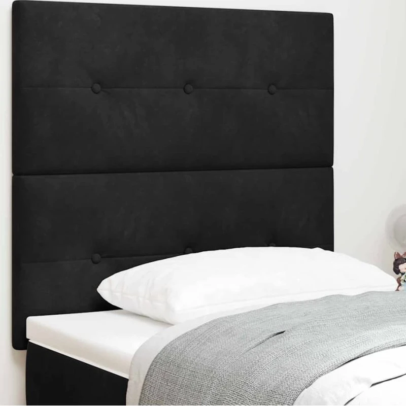 vidaXL LED-sengegavl 100 cm Sort polyester m. RGB-lys