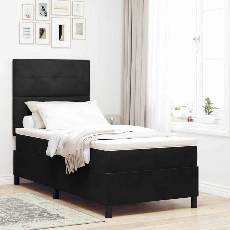 vidaXL Boxspring seng med madras Sort 100 x 200 cm Stof