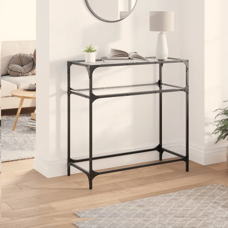vidaXL Konsolbord med transparent glastop 80x35x81 cm - Stål