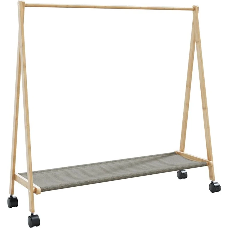 vidaXL tøjstativ i bambus med hylder og hjul 106x34x106,5 cm