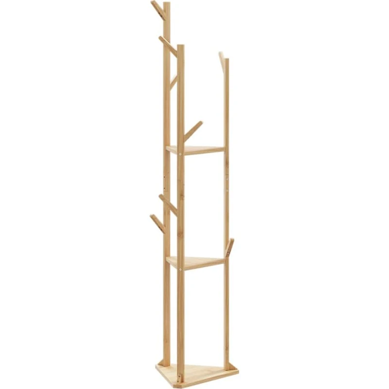 vidaXL garderobestativ i bambus 39x33x166 cm med kroge & hylder