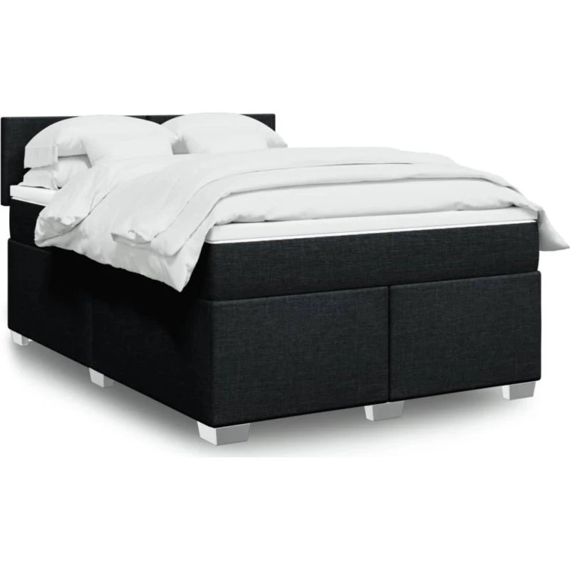 vidaXL kontinentalseng med madras 140x190 cm, sort stof
