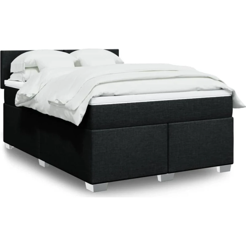 vidaXL kontinentalseng med madras 140x190 cm sort stof