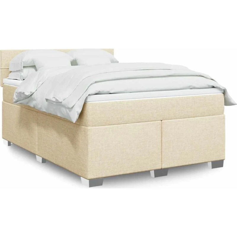 vidaXL kontinentalseng med madras 140x190 cm creme