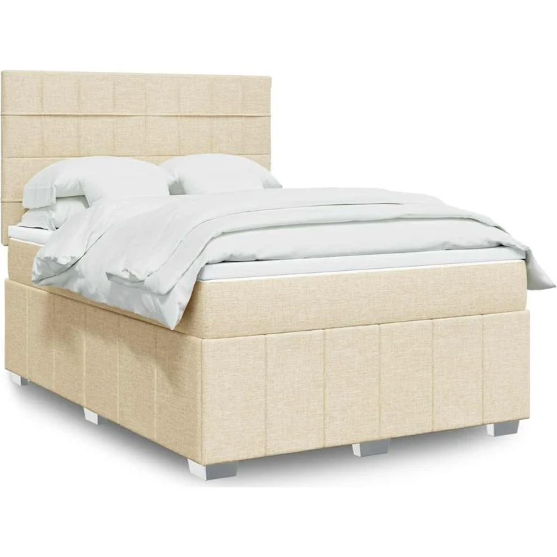 vidaXL kontinentalseng 140x190 cm creme stof