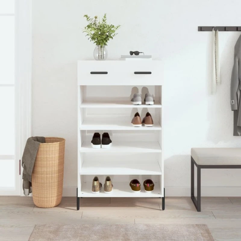 vidaXL skoreol 60x35x105 cm konstrueret træ, hvid højglans
