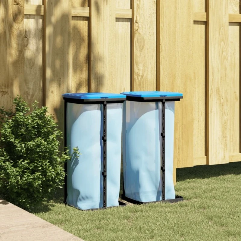 vidaXL affaldsposeholdere 2 stk. 60 l PP sort/blå