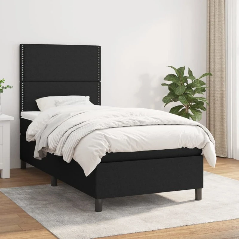 vidaXL kontinentalseng med madras 90x190 cm, sort stof