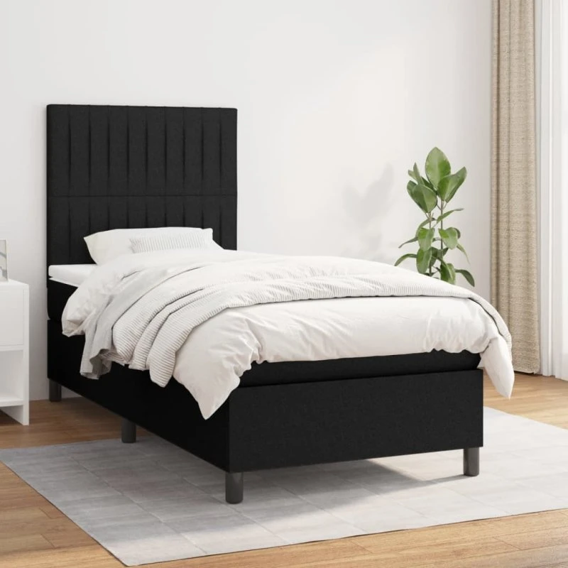 vidaXL Kontinentalseng med madras 90x190 cm i sort stof
