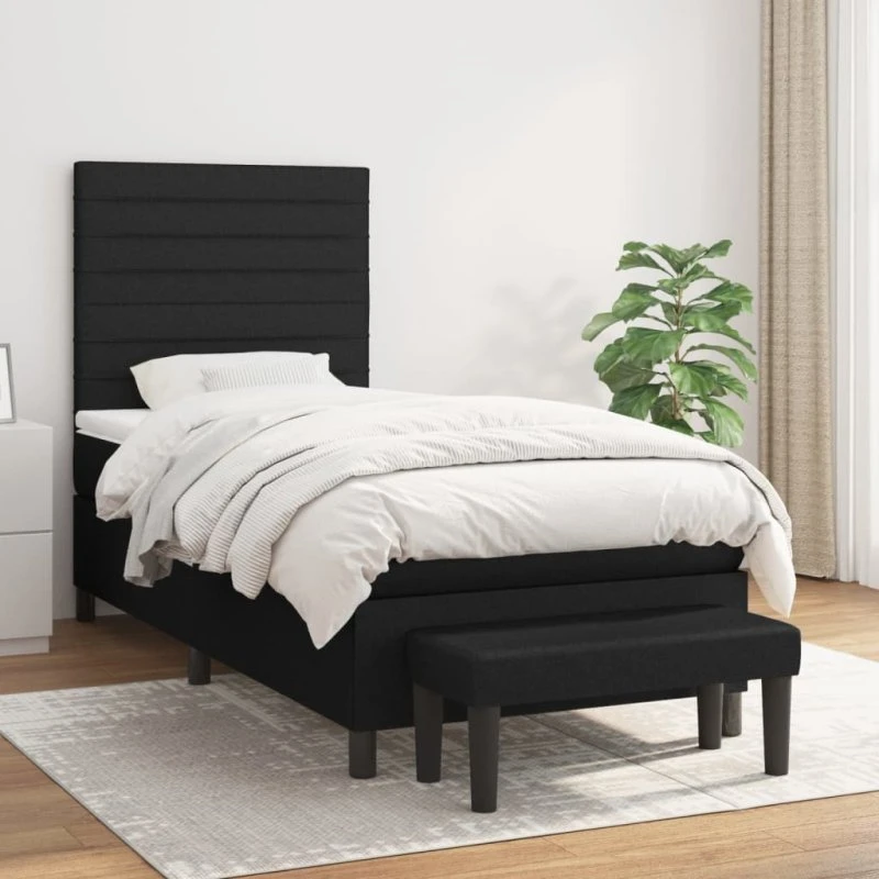 vidaXL kontinentalseng 90x190 cm med madras stof sort