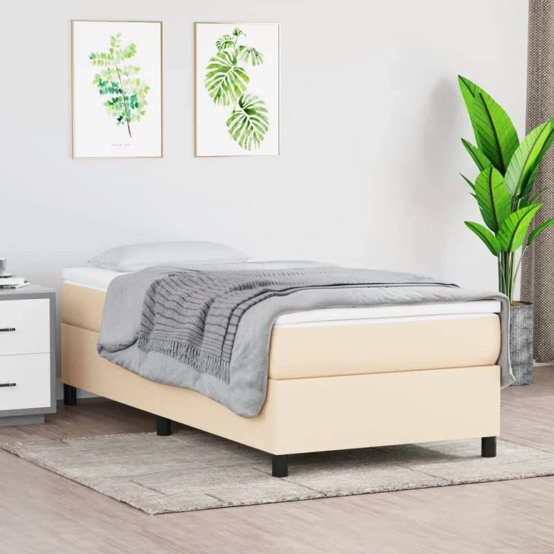 vidaXL Boxspring sengeramme Creme 100x200 cm stof