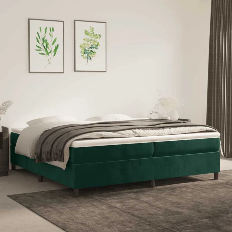 vidaXL Kontinentalseng med madras 200x200 cm fløjl mørkegrøn
