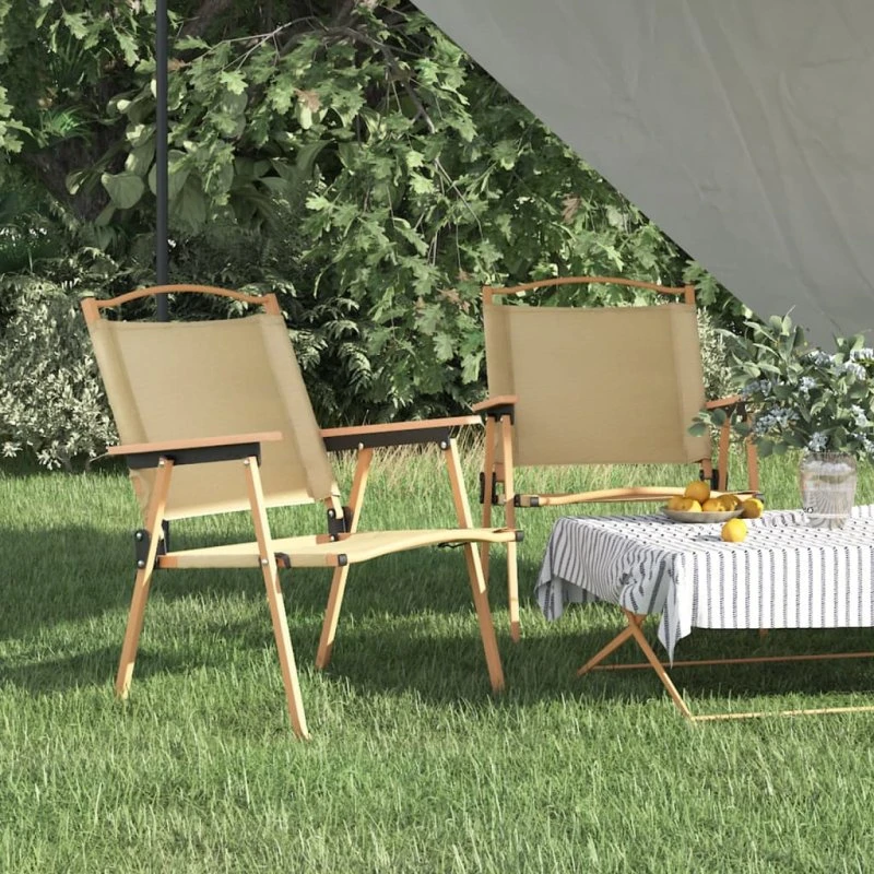 vidaXL Campingstole 2 stk, 54x55x78 cm, Oxfordstof Beige