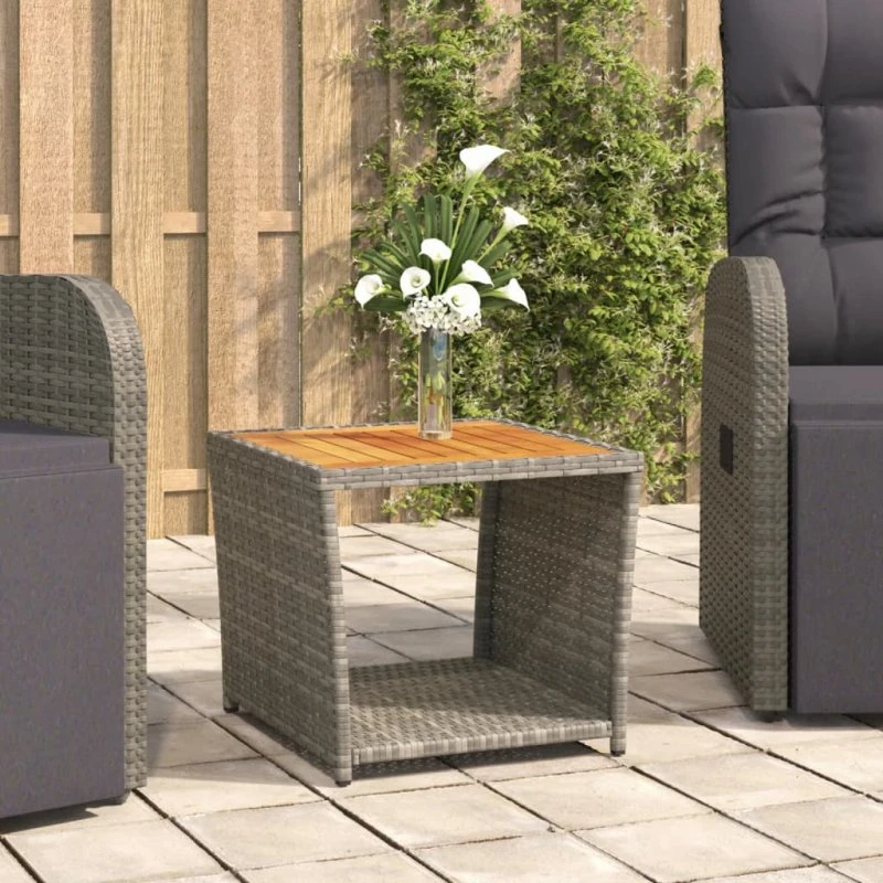vidaXL havebord 45×45×40 cm grå – polyrattan & massivt akacietræ