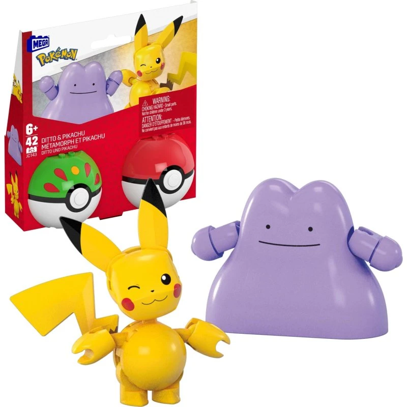 MEGA Pokémon Poké Ball Byggesæt – Pikachu & Ditto, 2-pak