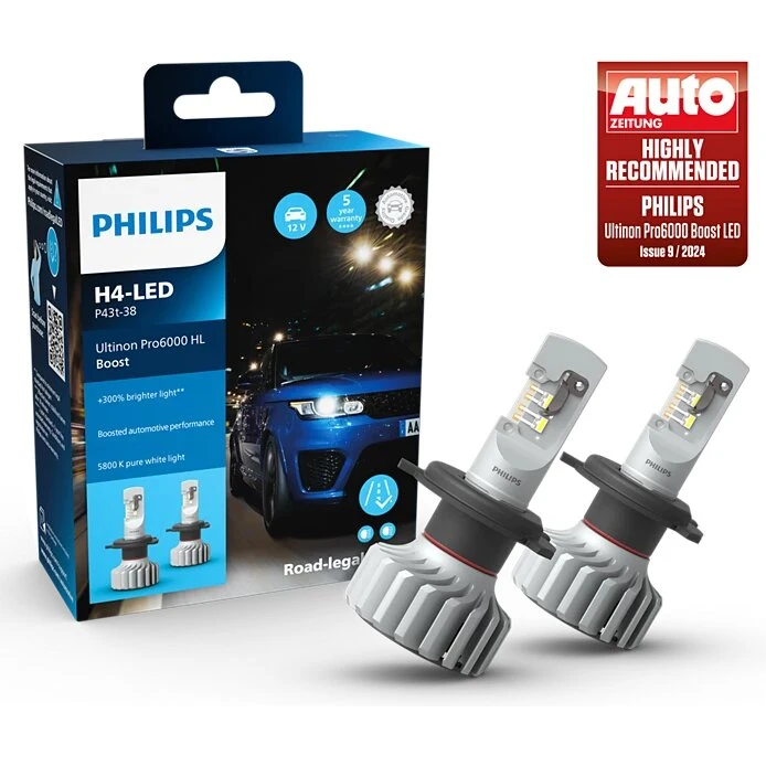 Philips H4 Ultinon Pro6000 Boost LED (lovlig vejbrug)