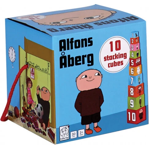 Alfons Åberg Stableklodser 10 stk. – Farverige, nummererede